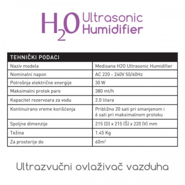 Medisana H2O Ultrazvučni ovlaživač vazduha